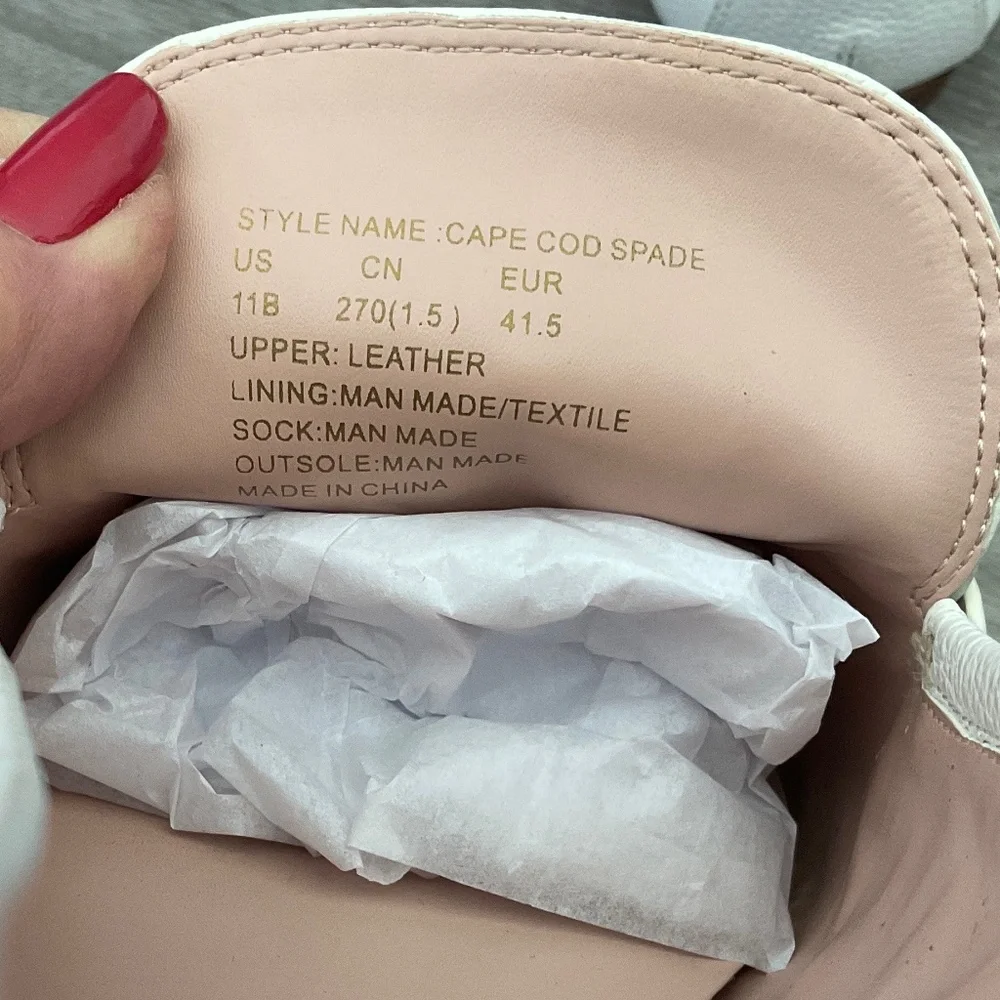 KATE SPADE Cape Cod Spade White Leather Loafers Size 11 EUC